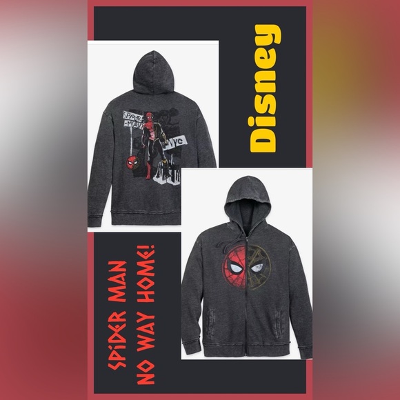 Disney Other - NEW DISNEY PARKS Official MARVEL - ADULT Zip Hoodie - Spider-Man: No Way Home